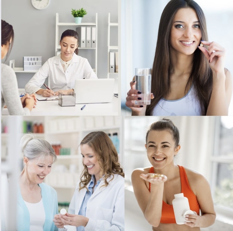 Suplementy diety, lekarz, pacjentka, farmaceuta